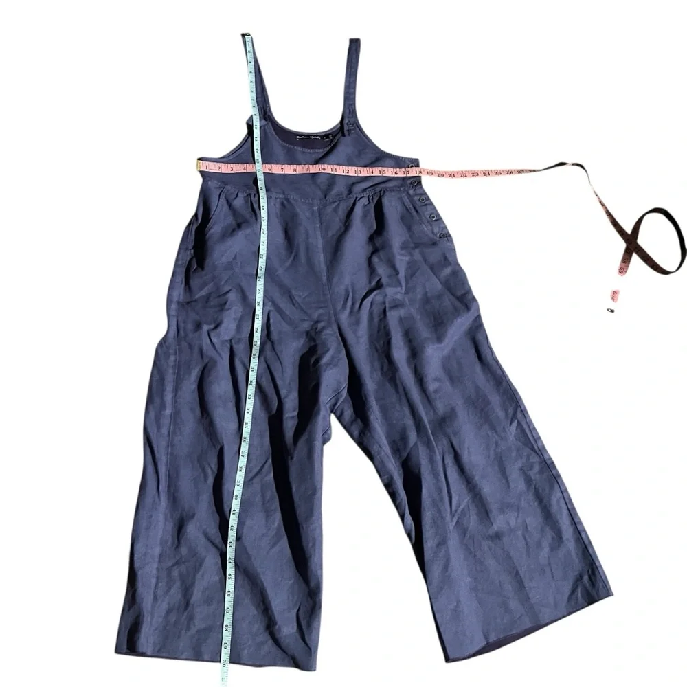 Gudrun Sjoden Denim Overalls Linen Blend Cropped Wide Leg Jumpsuit - Size S - Picture 3 of 6